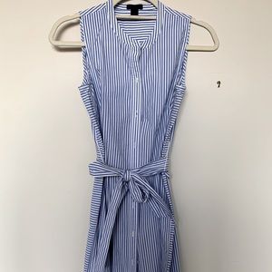 J Crew Sleeveless Shirtdress Striped Cotton Poplin